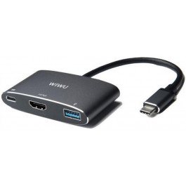 WIWU Adapter C2H USB-C to USB-C+HDMI+USB3.0 Hub Grey