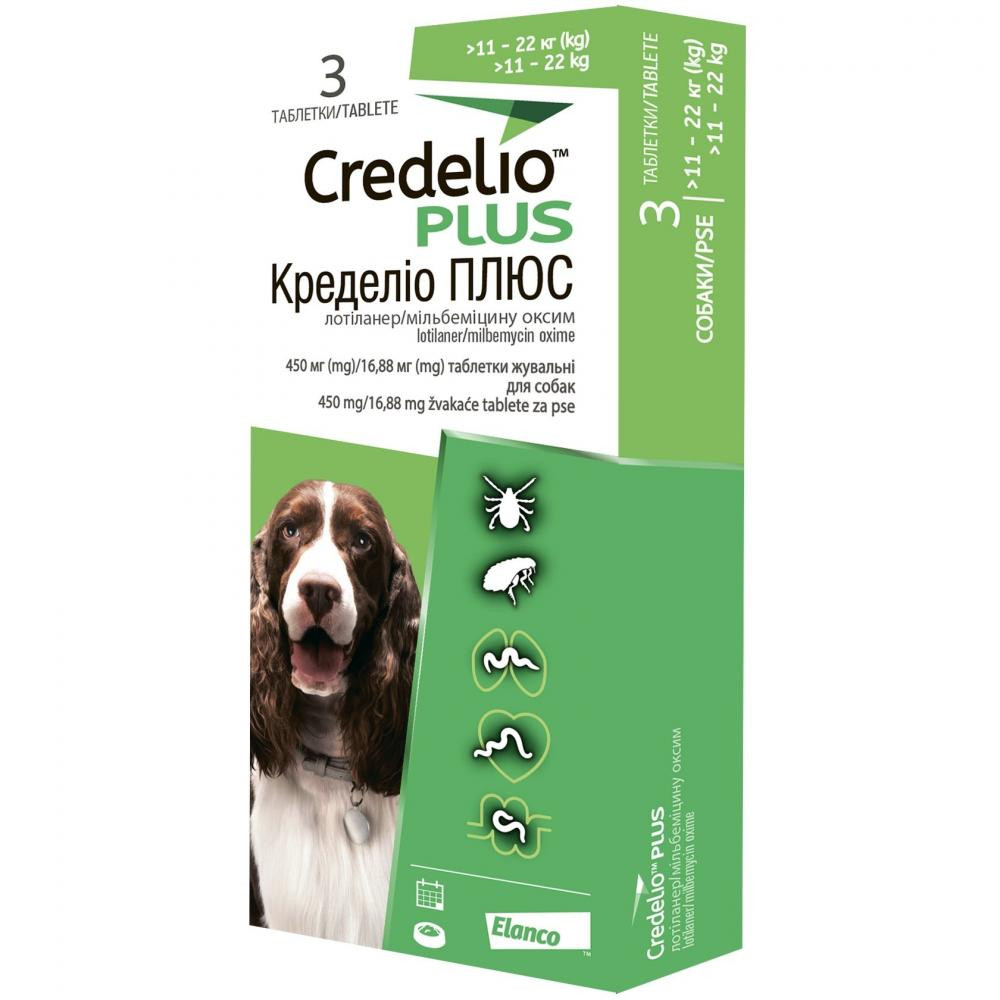 Elanco Таблетки від бліх, кліщів та гельмінтів Credelio Plus для собак 11 до 20 кг, 3 шт. (5420036941187) - зображення 1