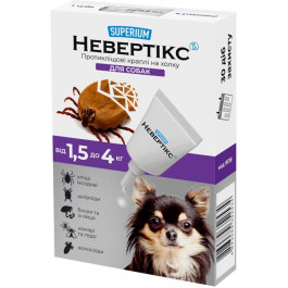 SUPERIUM Краплі для тварин  Nevertix Протикліщові для собак від 1.5 до 4 кг (9136)