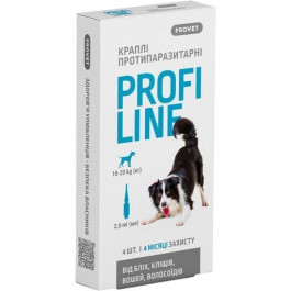 ProVET Краплі для тварин  Profiline інсектоакарицид для собак 10-20 кг 4/2 мл (4823082431038)