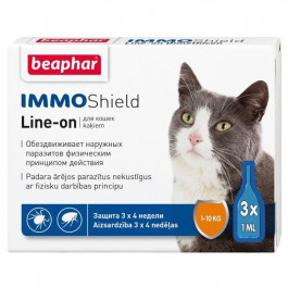 Beaphar Капли Immo Shield Line-on for Cats антипаразитные с диметиконом для котов и котят 3 пипетки (13581)