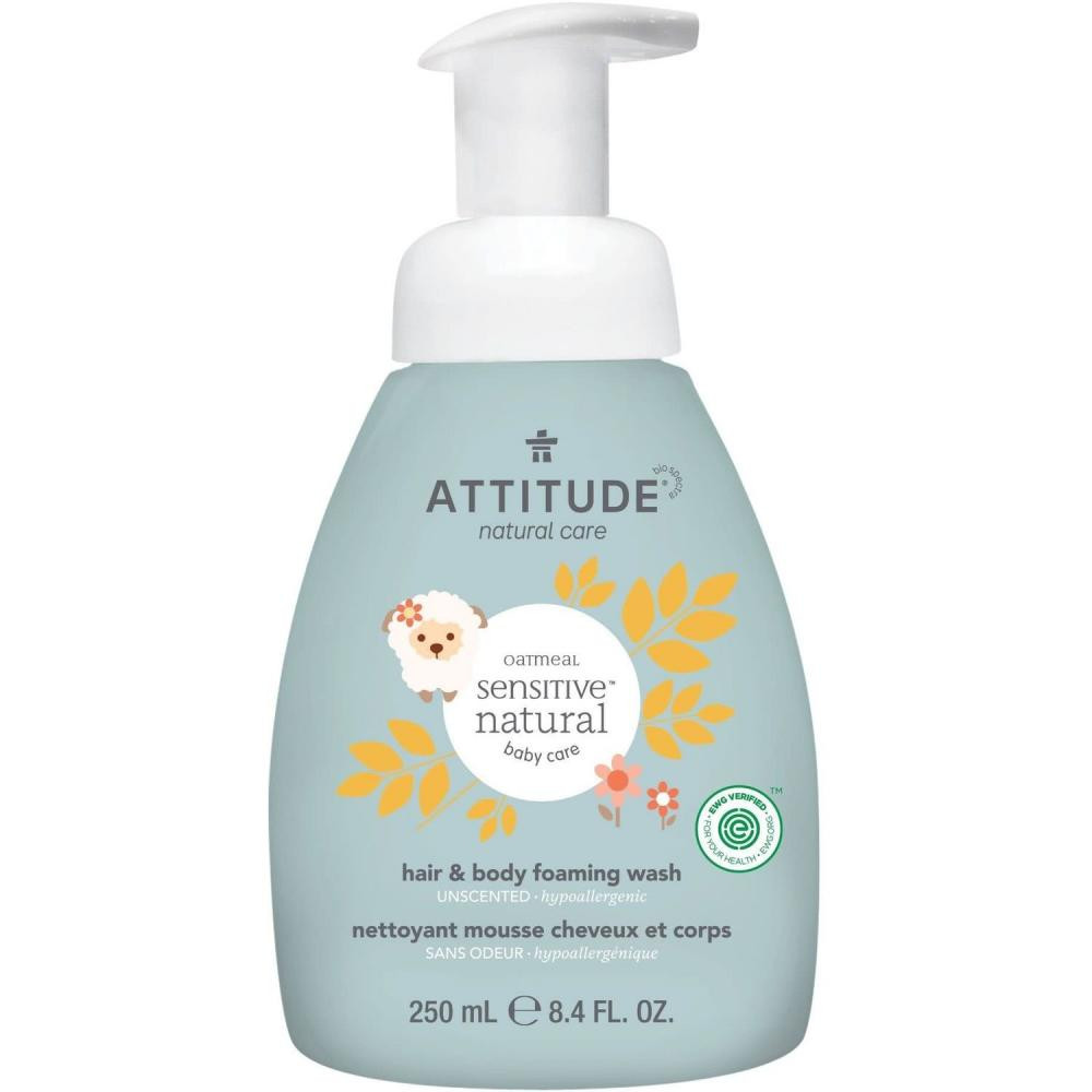 Attitude Пінка для миття тіла та волосся  дитяча Sensitive Skin 250 мл - зображення 1