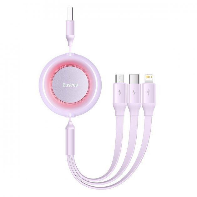 Baseus USB to Micro USB/Lightning/Type-C Bright Mirror 2 Series 1.1m Purple (CAMJ010005) - зображення 1