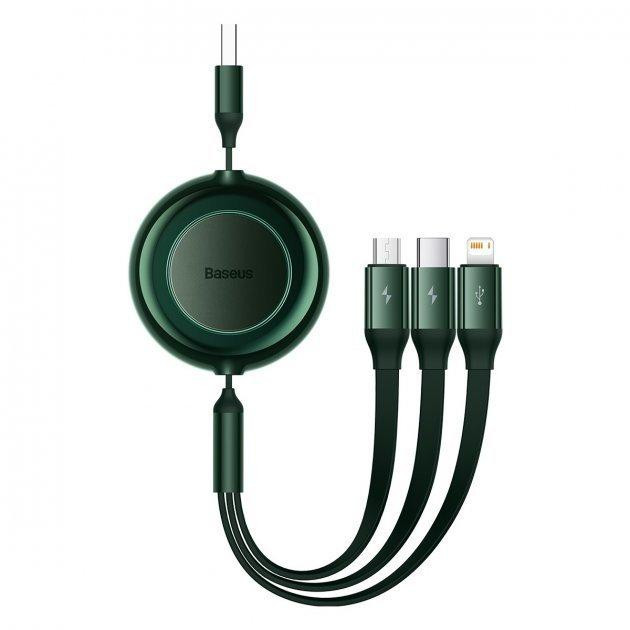 Baseus USB to Micro USB/Lightning/Type-C Bright Mirror 2 Series 1.1m Green (CAMJ010006) - зображення 1