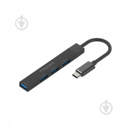 Promate 4-in-1 Multi-Port USB-C Data Hub Black (litehub-4.black)