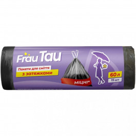 Frau Tau Пакети для сміття  із затяжками Чорні 60 л 15 шт. (4820195507919)