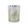 BonaDi Свічник скляний з малюнком Очерет, колір - матове срібло 12,5 см  549-104 - зображення 1