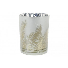 BonaDi Свічник скляний з малюнком Очерет, колір - матове срібло 12,5 см  549-104