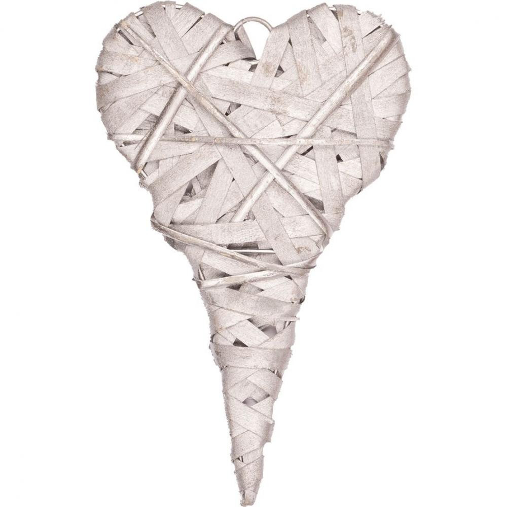 YES! Fun Декоративна прикраса  Серце 25х15 см ротангова срібне (974249) - зображення 1