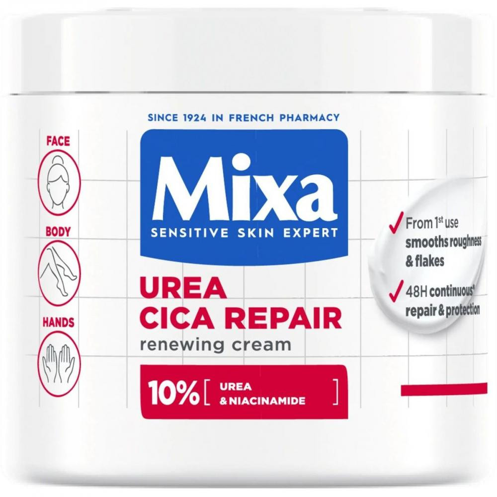 MIXA Відновлюючий цика-крем з уреєю  Cica Repair для сухої огрубілої шкіри обличчя, рук і тіла 400 мл - зображення 1