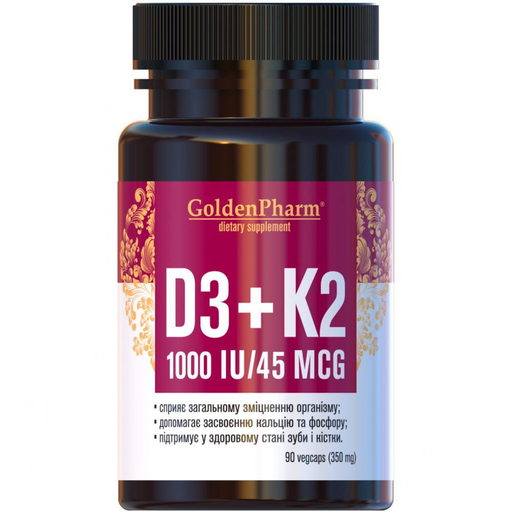 Golden Pharm Вітамін D3+K2  350 мг, 90 капсул - зображення 1