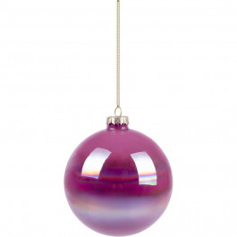 YES! Fun Новорічна куля , скло, 8 см, рожева, глянець, мармур (973816)