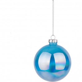 YES! Fun Новорічна куля , скло, 8 см, блакитний, глянець, мармур (973818)