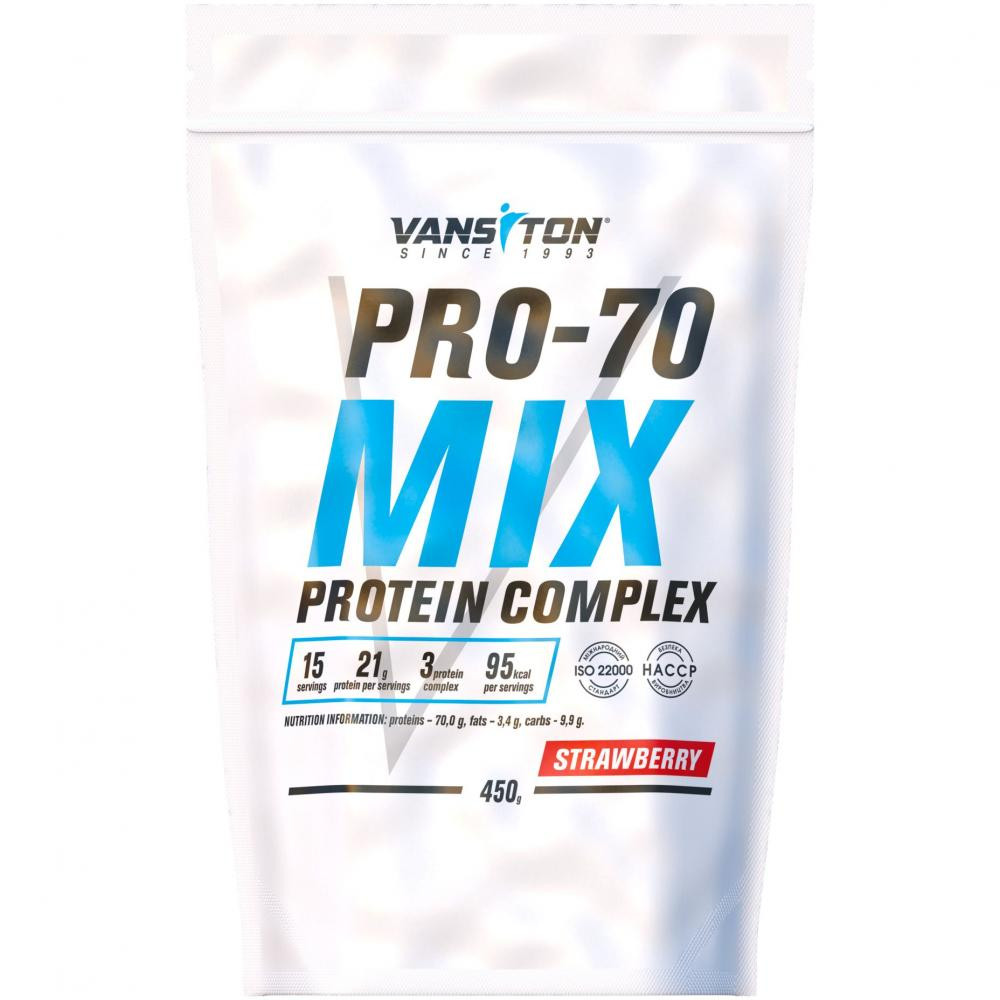 Ванситон Pro-70 Mix Protein Complex /Про-70/ 450 g /15 servings/ Strawberry - зображення 1