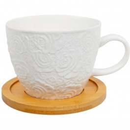 Lefard Чашка для чаю на підставці Троянди тиснені 450мл 944-071