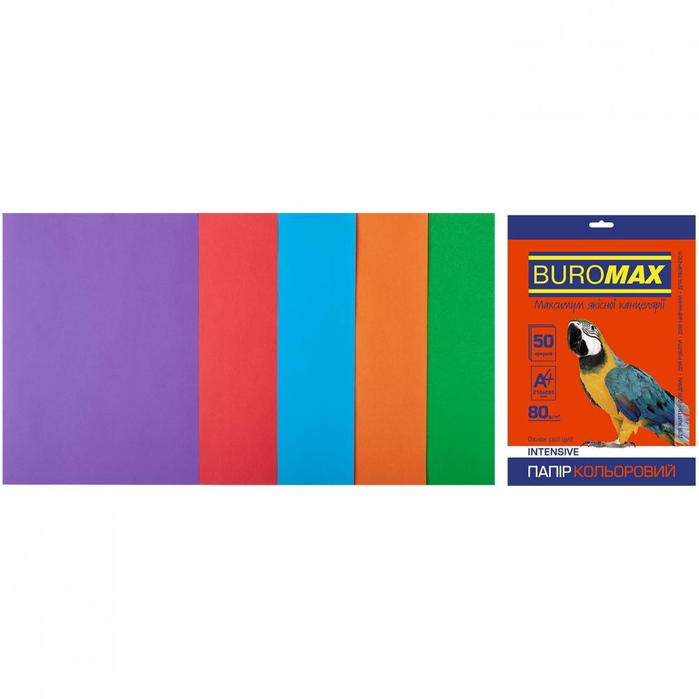 BuroMax А4, 80г/м2, INTENSIV, 5 цветов, 50 листов (BM.2721350-99) - зображення 1