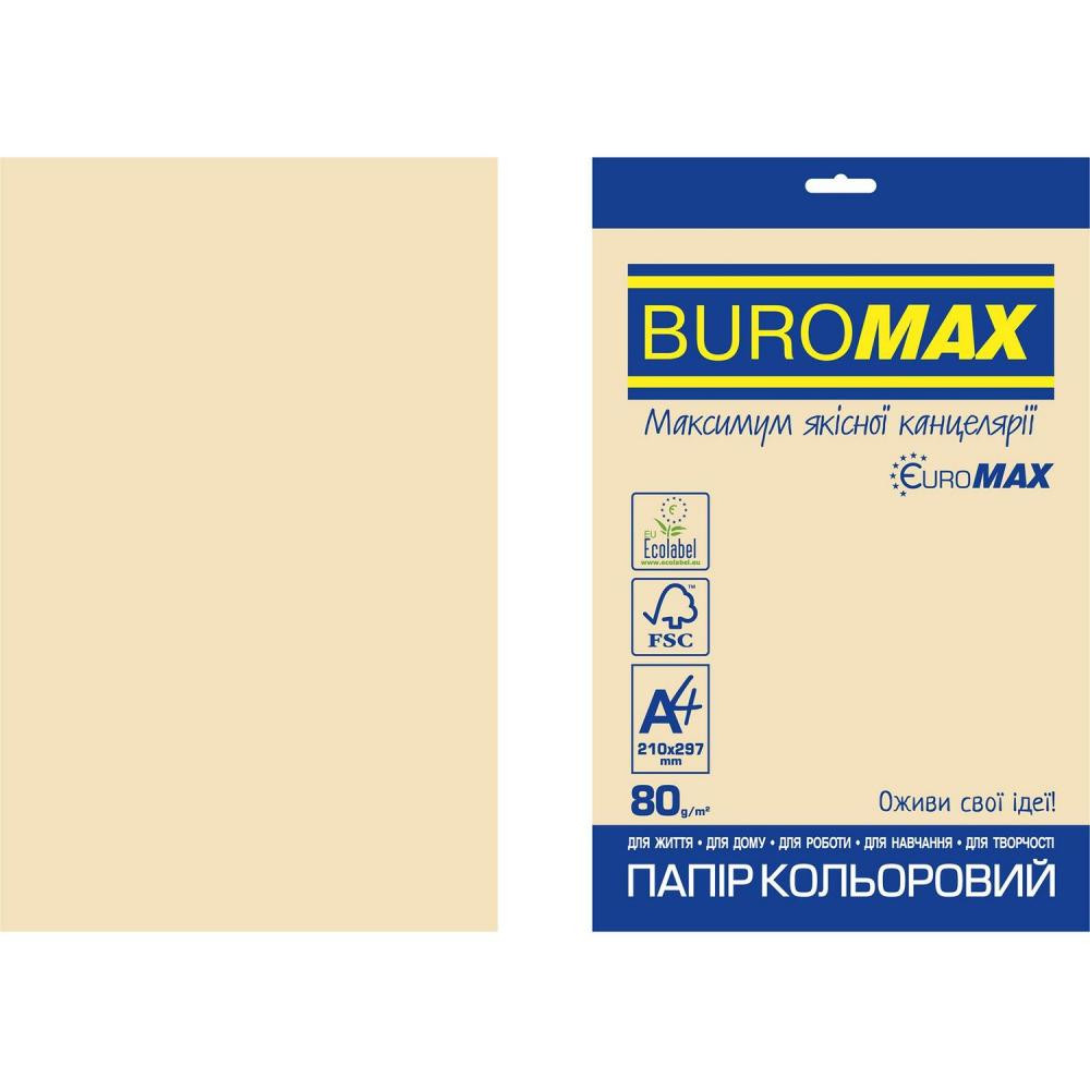 BuroMax Euromax А4, 80г/м2, PASTEL, кремовый, 20л. (BM.2721220E-49) - зображення 1