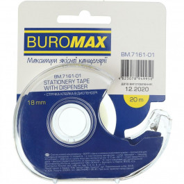 BuroMax Скотч канцелярский в диспенсере , 18 мм, 20 м, прозрачный, 1 шт (BM.7161-01)