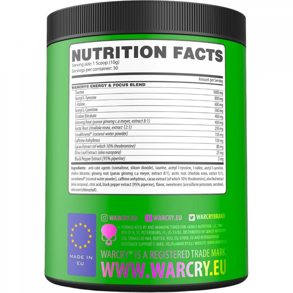 Genius Nutrition Warcry Energy 300 g /30 servings/ Green Apple - зображення 1
