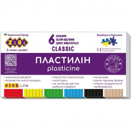 Zibi Пластилін  Classic 6 кольорів 120 г (ZB.6230)