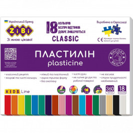 Zibi Пластилін  Classic 18 кольорів 360 г (ZB.6235)