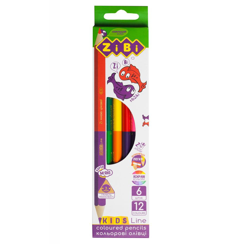 Zibi Kids line Double 6 шт. 12 кольорів (ZB.2462) - зображення 1