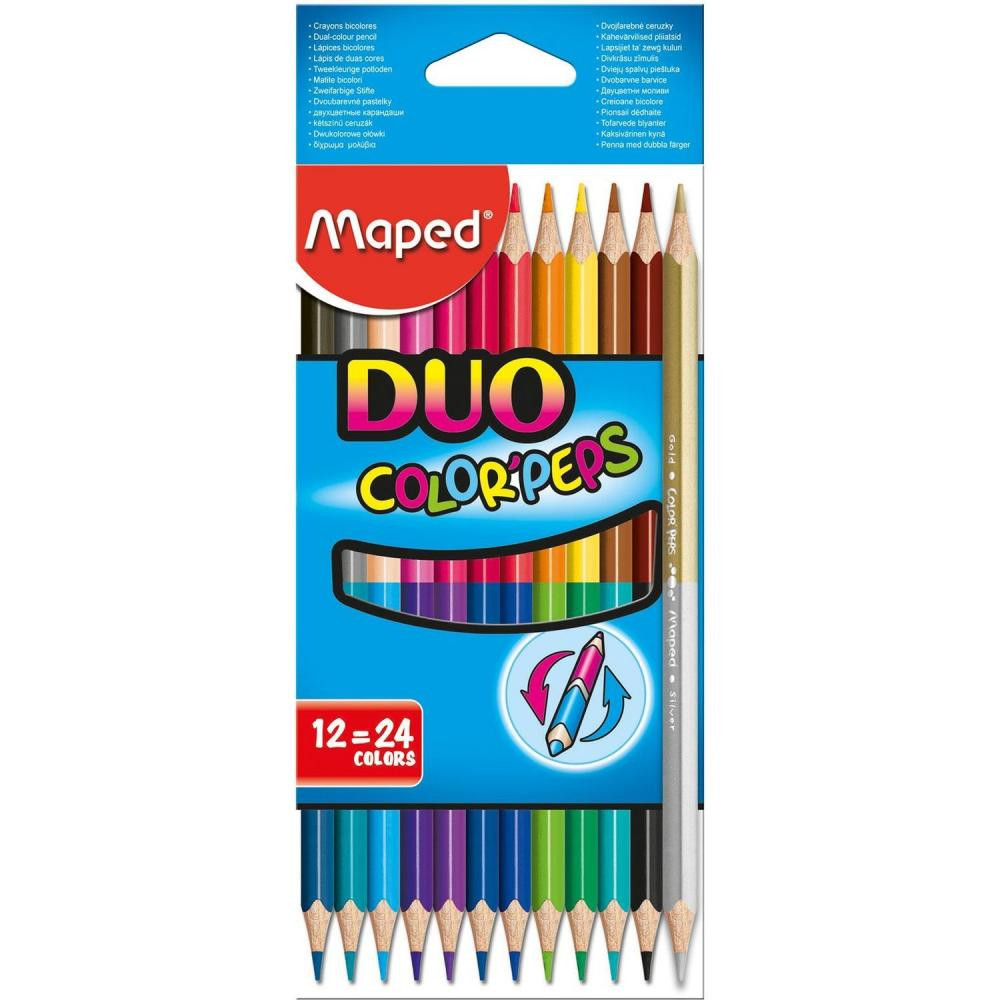 Maped Карандаши цветные Color Peps Duo двусторонние 12 шт 24 цвета MP.829600 - зображення 1