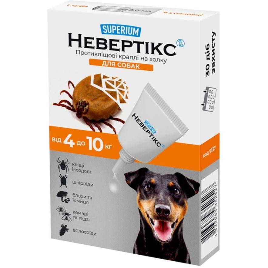SUPERIUM Краплі для тварин  Nevertix Протикліщові для собак від 4 до 10 кг (9137) - зображення 1
