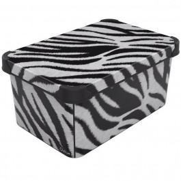 Qutu Коробка  Style Box Zebra, з кришкою, 10 л, 16х23х34.5 см, чорно-біла (STYLE BOX з/кр. ZEBRA 10л.) (8
