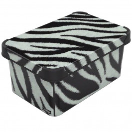 Qutu Коробка  Style Box Zebra, з кришкою, 5 л, 13.5х19х28.5 см, чорно-біла (STYLE BOX з/кр. ZEBRA 5л.) (8