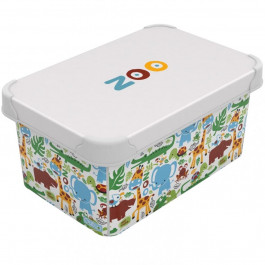 Qutu Коробка  Style Box Zoo, з кришкою, 5 л, 13.5х19х28.5 см, різнокольорова (STYLE BOX с/к ZOO 5л.) (869