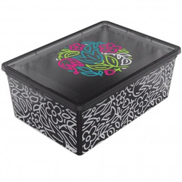 Qutu Коробка  Light Box Flouresent grey, 10 л, з кришкою, 14х26х37 см, сіра (LIGHT BOX с/к FLOURESENT GRE