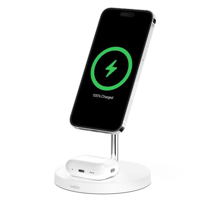 Belkin Boost Up Charge Pro 2-in-1 Wireless Charger Stand White (WIZ010VFWH) - зображення 1