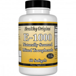 Healthy Origins Витамин E 1000IU, Healthy Origins, 60 желатиновых капсул