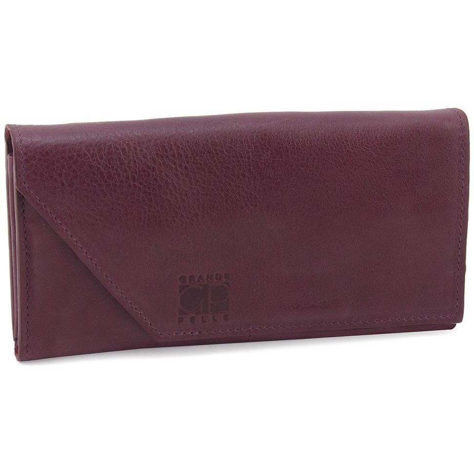 Grande Pelle Бордовий жіночий великий гаманець із гладкої шкіри високої якості  (19470) - зображення 1