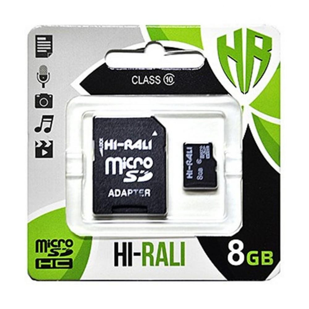 Hi-Rali 8 GB microSDHC class 10 UHS-I (U1) + SD adapter HI-8GBSD10U1-01 - зображення 1