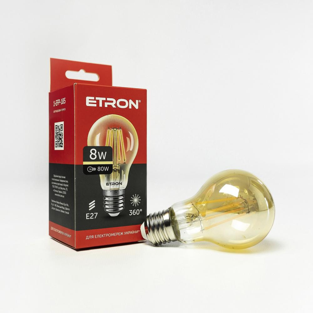 Etron LED 1-EFP-185 A60 8W-E27-2700K Golden - зображення 1