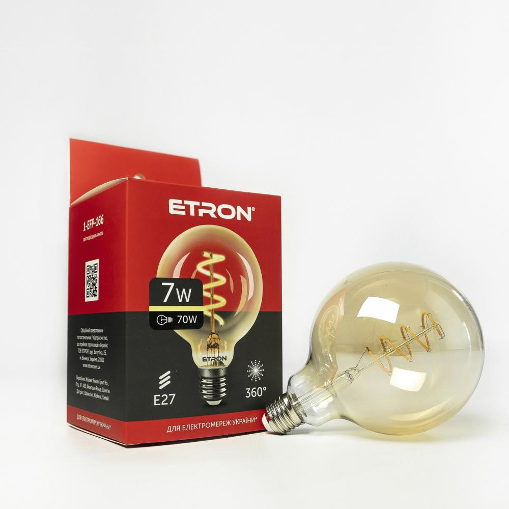 Etron LED Filament 1-EFP-166 G125 Vintage 7W 2700K E27 - зображення 1