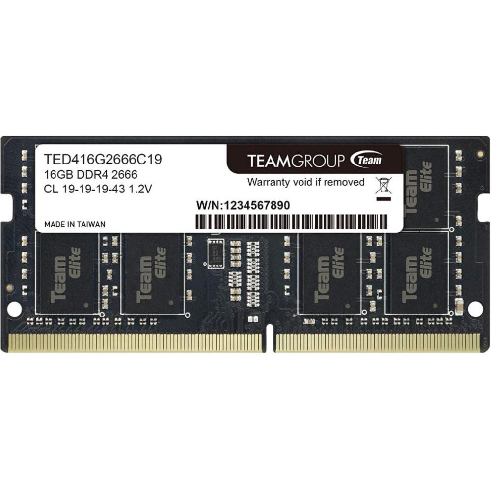 TEAM 16 GB SO-DIMM DDR4 2666 MHz Elite (TED416G2666C19-S01) - зображення 1
