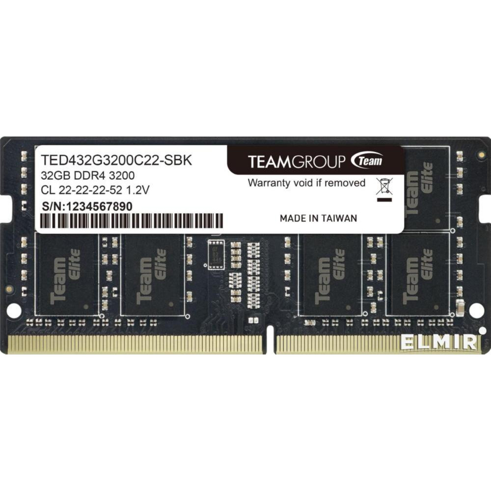 TEAM 32 GB SO-DIMM DDR4 3200 MHz Elite (TED432G3200C22-S01) - зображення 1