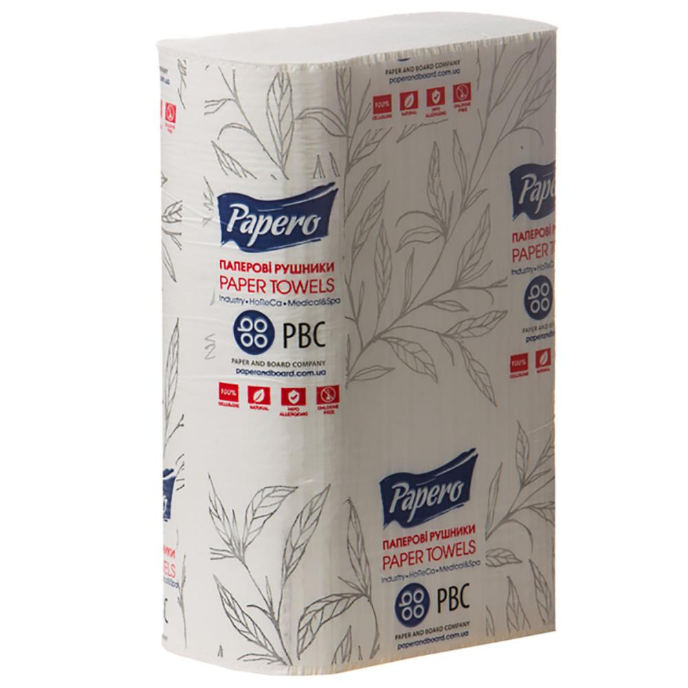 Papero Рушники паперові  V складення 2 шарові 220 мм х 210 мм 150 аркушів (4820066561712) - зображення 1