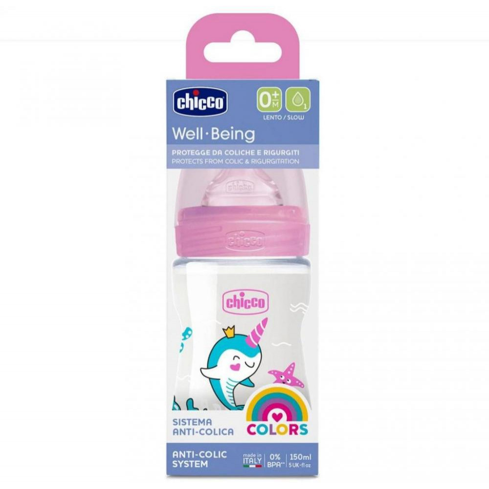 Chicco Бутылочка Well-Being Physio Colors, 150 мл (28611.10) - зображення 1