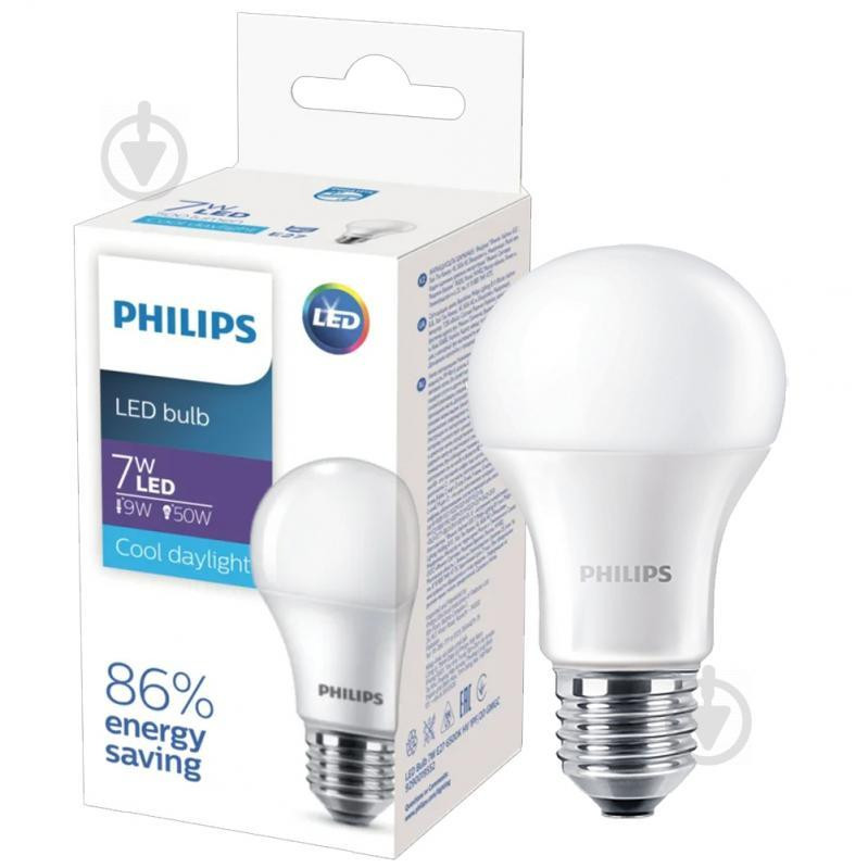 Philips LED EcoHome 7W A60 матовая E27 220V 6500K (8718699639679) - зображення 1