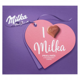 Milka Конфеты с кремово-клубничной начинкой в молочном шоколаде 110 г (7622201410407)