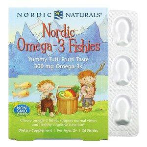 Nordic Naturals Nordic Naturals Nordic Omega-3 Fishies Yummy Tutti Frutti Taste 300 mg 36 Fishies Риб'ячий жир для д - зображення 1