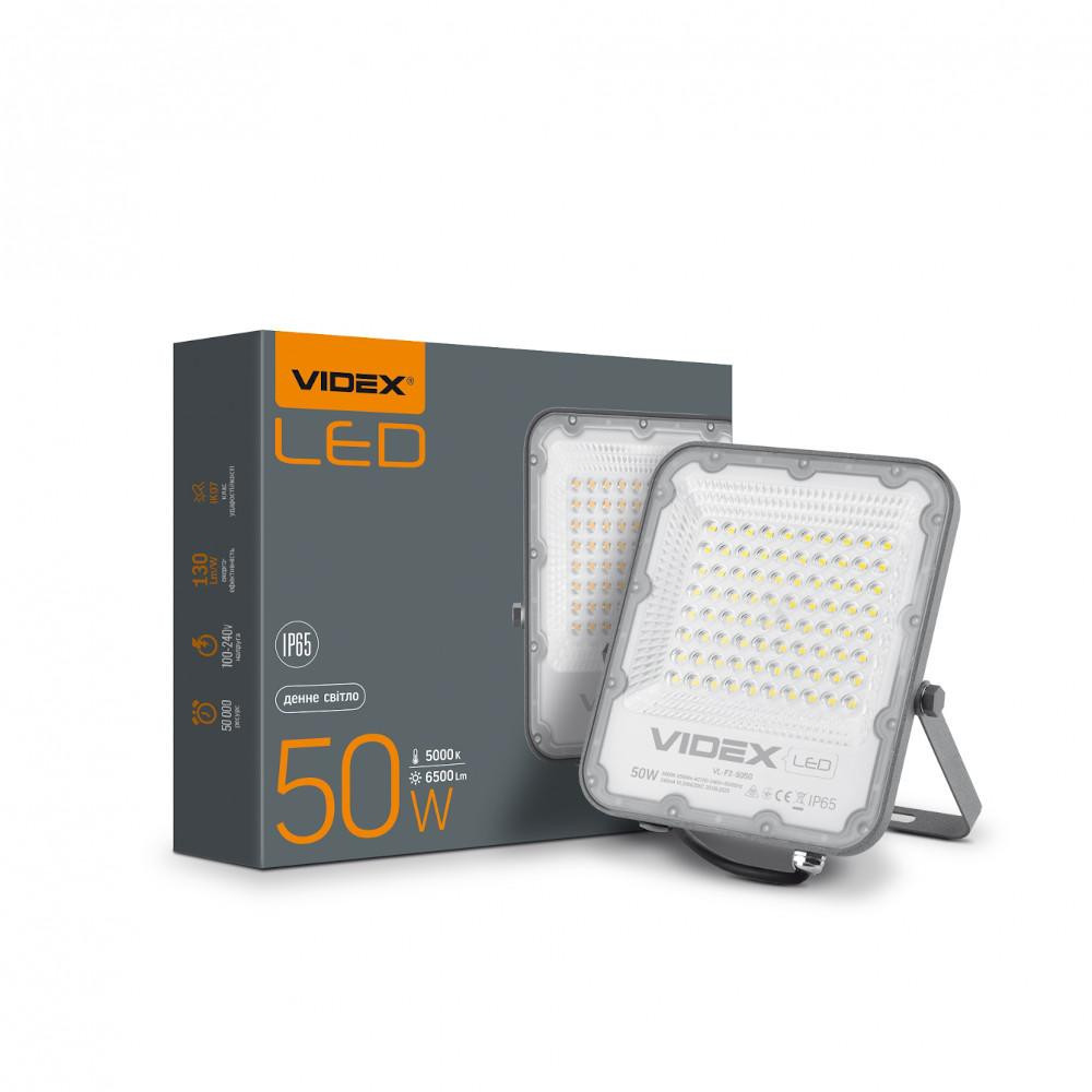 VIDEX LED прожектор 50W 5000K  PREMIUM уличный серый VL-F2-505G - зображення 1
