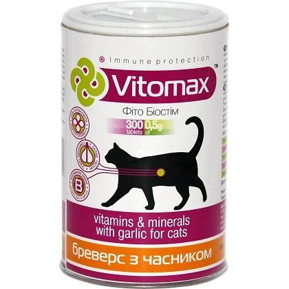 Vitomax Бреверс з пивними дріжджами та часником для котів 300 таб (200046) - зображення 1