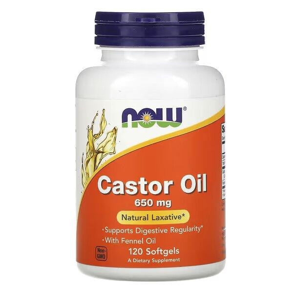 Now Касторовое масло, Castor Oil, Foods, 650 мг, 120 капсул - зображення 1