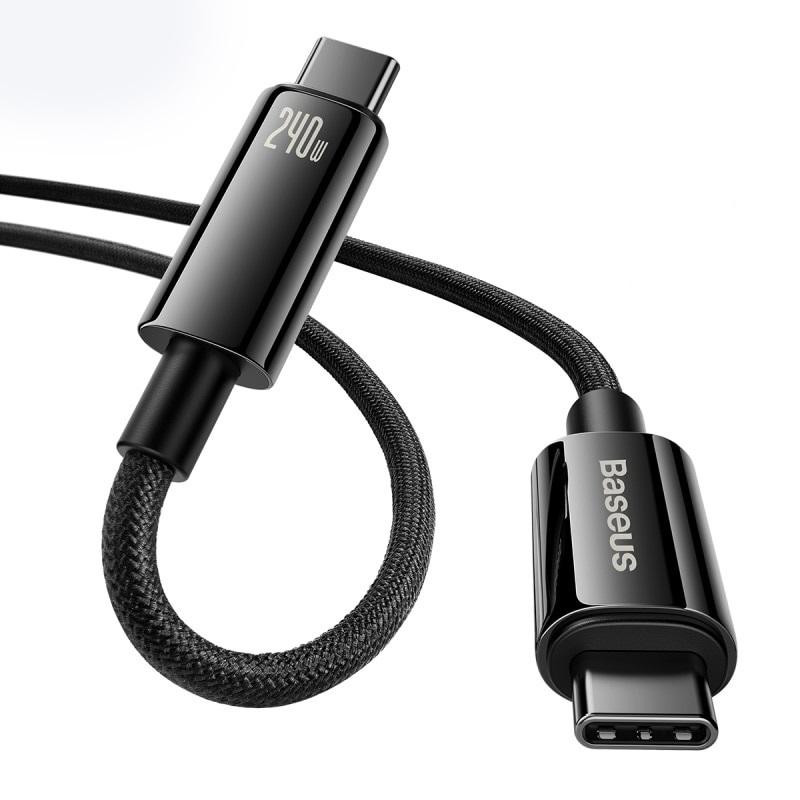 Baseus Tungsten Gold Fast Charging Data USB-C to USB-C 240W 3m Black (CAWJ040201) - зображення 1