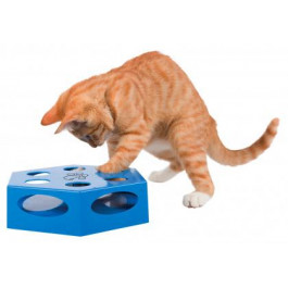 Trixie Развивающая игрушка-автомат Turning Feather для кота (пластик/перья) 22см, синий (46007)